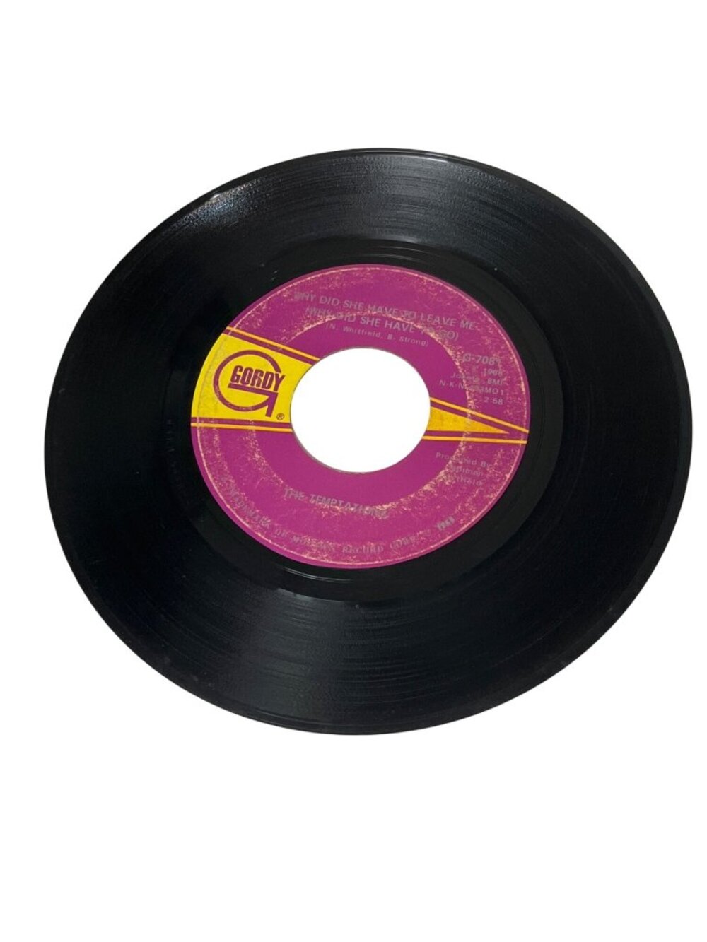 The Temptations Gordy 45 RPM Vinyl Record - "Cloud Nine"/ "Why Did She Leave Me"